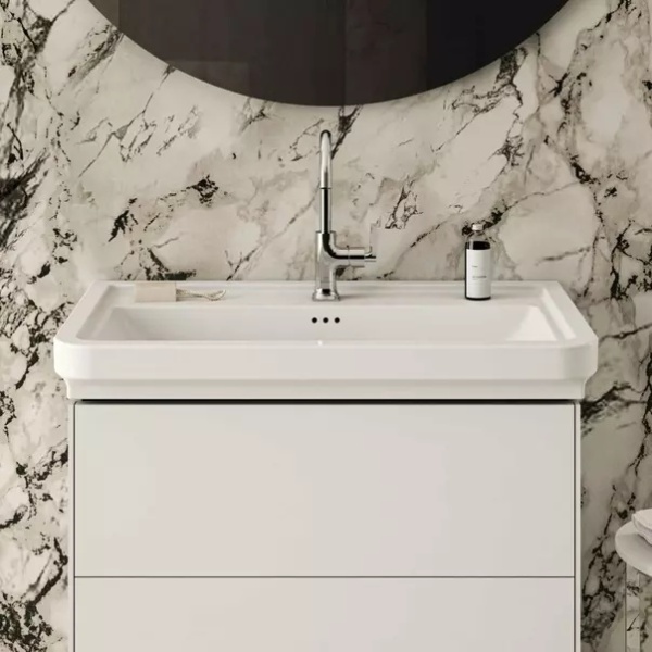 Lavoar pe mobilier Ideal Standard Atelier Calla alb lucios 87 cm cu orificiu baterie si preaplin - Img 8