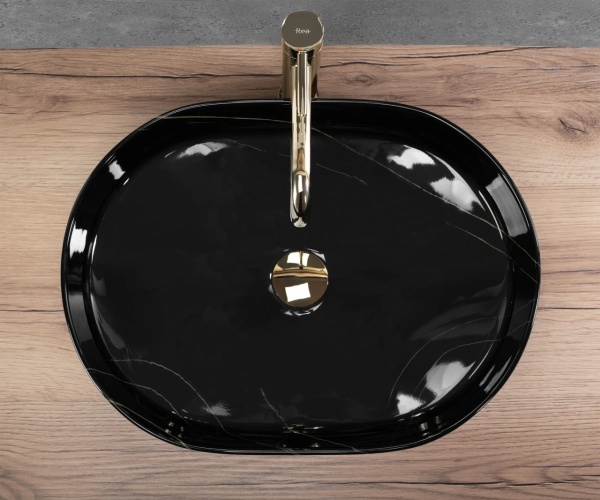 Lavoar pentru blat Rea Nadia, Dimensiune 50cm, Black Stone - Img 4