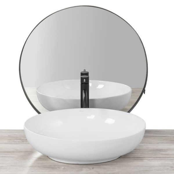 Lavoar REA CAROLA SLIM, 51.5 x 39 x 14 cm, montaj pe blat, ceramica sanitara, fara gaura baterie, Alba - Img 3