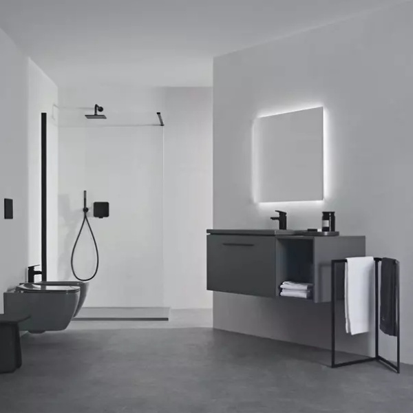 Lavoar suspendat Ideal Standard i.life B gri lucios 81 cm cu orificiu baterie si preaplin - Img 11