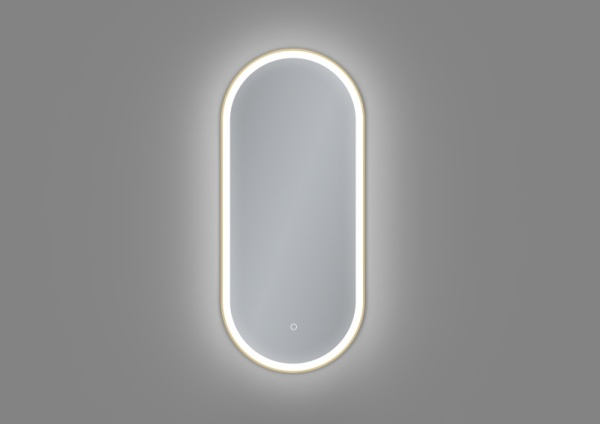 Oglinda LED cu Dezaburire, Dimensiune 40x90cm, Rama din Aluminiu, Culoare Auriu periat - Img 3