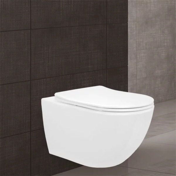 Pachet vas wc suspendat Rea Carlo Mini, capac softclose si set dus igiena intima auriu cu baterie incastrata Invena Bidetta - Img 3