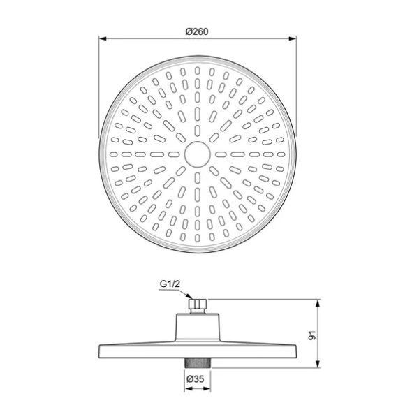 Palarie de dus rotunda din aluminiu Ideal Standard Alu+ argintiu mat 2 functii - Img 5