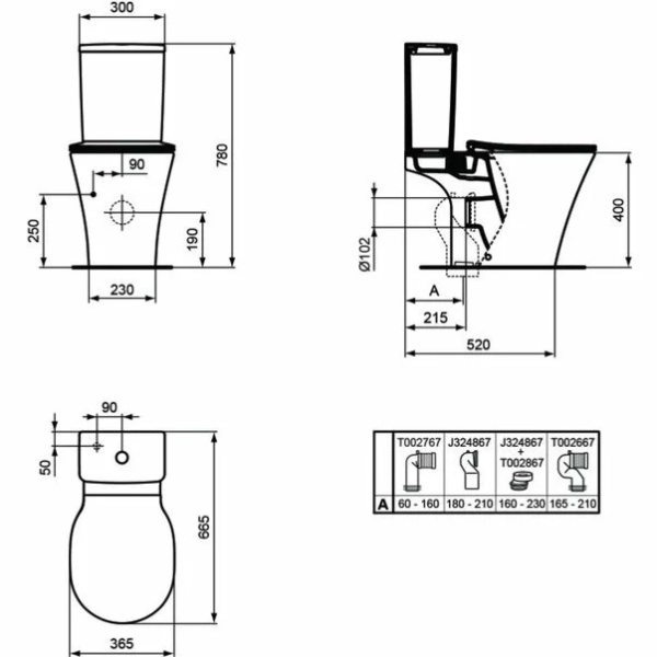 Rezervor pe vas wc Ideal Standard Connect Air Cube cu alimentare inferioara - Img 3