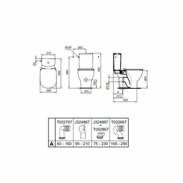 Rezervor pe vas wc Ideal Standard Tesi cu alimentare laterala - Img 2
