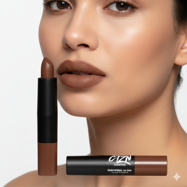 Ruj si creion de buze CTZN, Nudiversal Lip Duo, rezistent la apa, cu unt de mango salbatic, Singapore - Img 2
