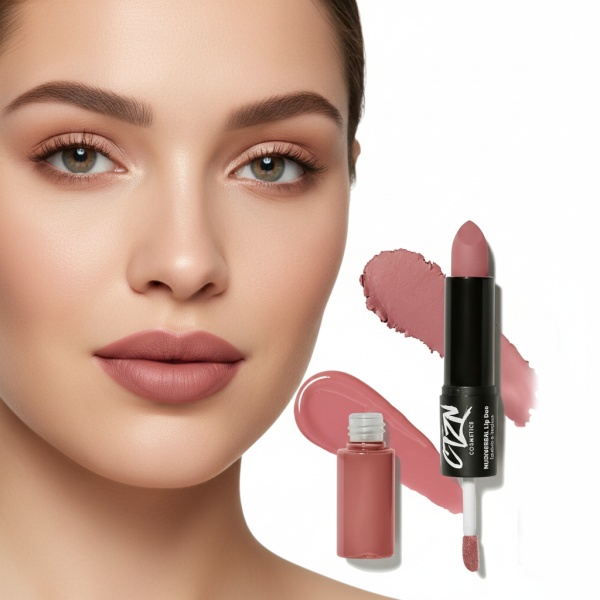 Ruj si creion de buze CTZN, Nudiversal Lip Duo, rezistent la apa, cu unt de mango salbatic, LosAngeles - Img 2