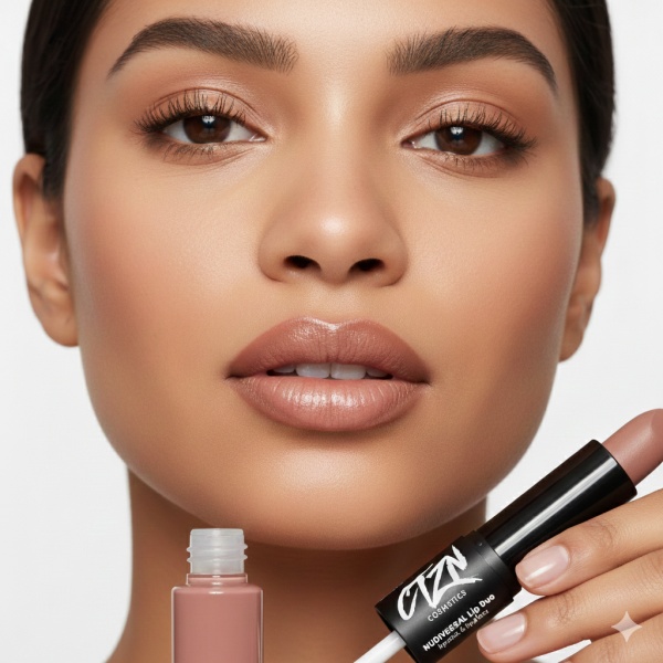 Ruj si creion de buze CTZN, Nudiversal Lip Duo, rezistent la apa, cu unt de mango salbatic, IBIZA - Img 2