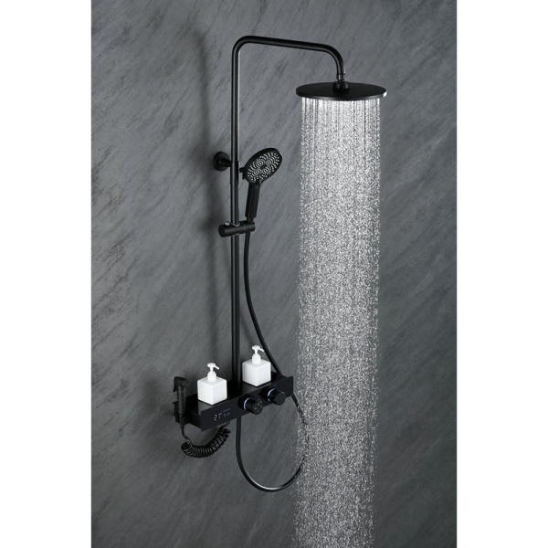 Set de dus F10B Model Modern cu Efect De Ploaie si Afisaj LCD, Culoare Negru - Img 11
