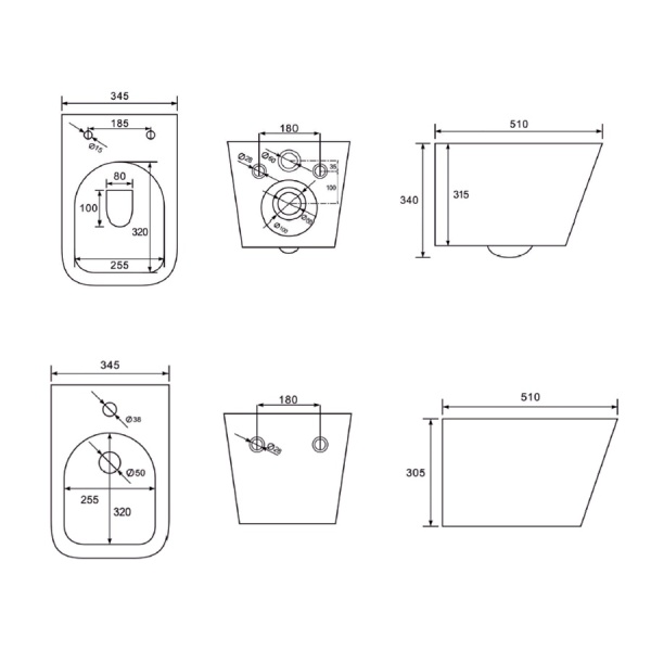 Set GROHE Bideu si Vas WC IMPERIA RIMLESS+Capac Soft-Close Inclus SLIM PREMIUM+Cadru+Clapeta, Ceramica sanitara, Negru mat - Img 4
