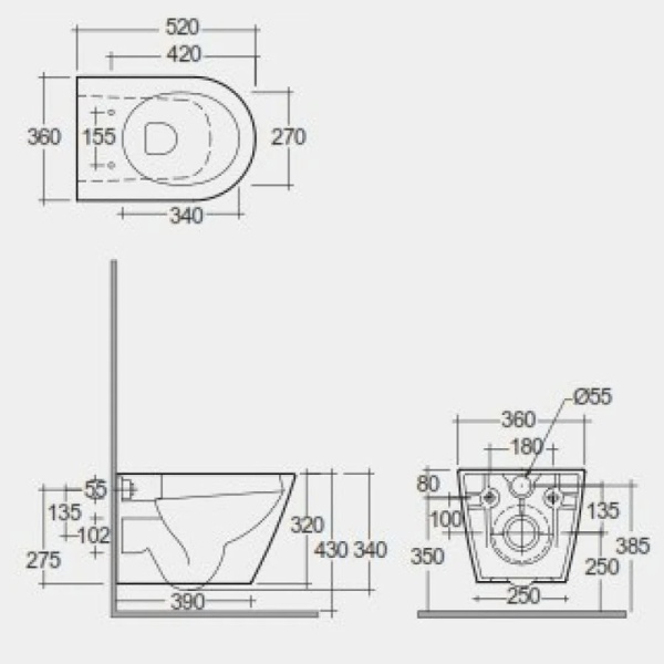 Set Vas Wc suspendat Rak Ceramics Feeling Cappuccino cu capac soft close si quick release - Img 3