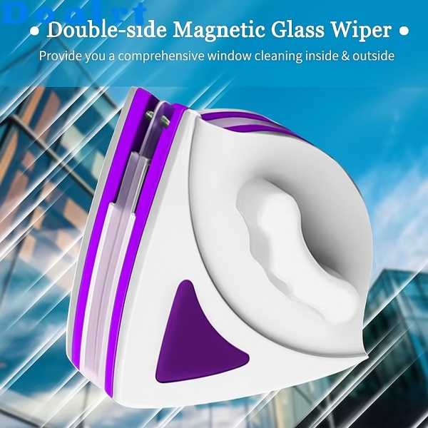 Stergator Geam Magnetic, SeveShop®, Aparat Spalat Geamuri, Pentru Geamuri Termopan 18-30 mm, Racleta Geamuri Duble Cu Sistem Magnetic Puternic, Curata Ambele Fete Simultan, Stergator Geam Cu Maner Ergonomic, Snur Siguranta, Mov - Img 2