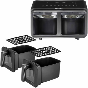 Air fryer AIRNOVA® BiFritto 9.4L, 2200W, Friteuza cu aer cald, 2 compartimente, Negru - Img 6