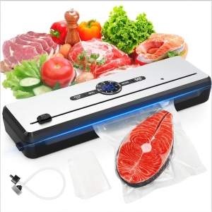 Aparat de Vidat si Sigilat Alimente SeveShop®, Bare de Lipire 30 cm, 7 Moduri de Operare, Uscat, Umed, Lichid, Display LED Tri-Color, Cutter Integrat, Tava Detasabila, Aparat Vidat cu Furtun pentru Recipiente, Sigilare 5 kg, Aparat Vidat Alimente Negru - Img 1