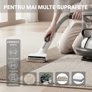Aspirator Cu Spalare 3 In 1, SeveShop® C3, Aspirator Cu Extractie Pentru Tapiterii Si Covor, Putere 450W, Aspirator Cu Rezervor Dublu 1L + 0.5L, Putere De Aspirare 12000Pa, Motor Cu Perii, Zgomot ≤80dB, Compact, Portabil, Ideal Auto, Canapea, Gri - Img 7