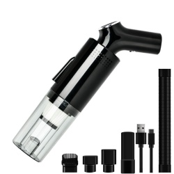 Aspirator de mana SeveShop, 7.4V, 2000 mAh, 0.7l, Putere 5.500 PA, Autonomie 20 minute, cu filtru HEPA, negru intens