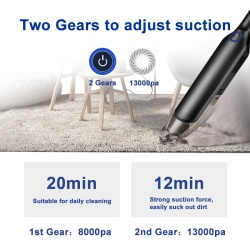 Aspirator de Mana SeveShop pentru Masina, 7.4V, Acumulator 2000mAh, Rezervor 0.7L, Putere de Aspirare 5400PA, Autonomie 20 Minute, Filtru HEPA Lavabil pentru Aer Curat, 2 Trepte de Viteza, Design Compact, Usor si Ergonomic, Ideal pentru Curatenie Rapida - Img 5