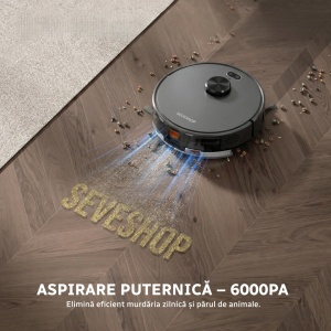 Aspirator Robot Inteligent 3 in 1, SeveShop® D65S Max Teendow, Robot Aspirare Cu Navigatie LiDAR 360°, Aspirator Inteligent 3 In 1 Cu Functie Mop, Putere 6000 Pa, Harti Multi Etaje, Control Prin Aplicatie Teendow Si Alexa, WiFi, Senzori Anticadere, Negru - Img 5
