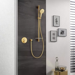 Bara de dus Grohe Rainshower SmartActive, 90 cm, montaj perete, auriu periat Cool Sunrise - Img 2