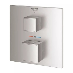 Baterie dus incastrata Grohtherm Cube termostatata crom periat Supersteel fara corp ingropat - Img 2