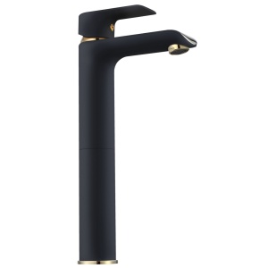 Baterie Lavoar Inalta REA BLOOM BLACK GOLD HIGH, Montaj Pe Blat, Capat Fix, Inaltime 30 Cm, Finisaj Negru Mat/Auriu - Img 4