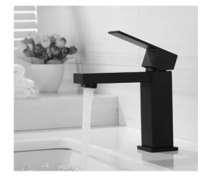 Baterie lavoar PRO QUADRO BLACK Low, Montaj pe lavoar, inaltime 15,3 cm, finisaj Negru Mat - Img 3