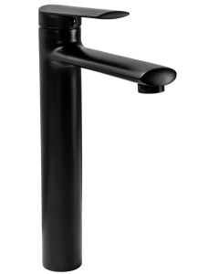 Baterie lavoar REA BUZZ HIGH BLACK, Montaj pe blat, inaltime 28 cm, finisaj Negru Mat - Img 1