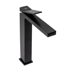 Baterie lavoar REA DUET BLACK HIGH, Montaj pe blat, inaltime 28 cm, finisaj Negru Mat - Img 2