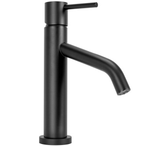 Baterie Lavoar REA LEVEL BLACK LOW, Montaj Pe Blat, Capat Fix, Monocomanda, Inaltime 21.5 Cm, Negru - Img 2