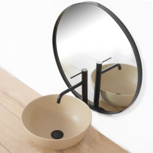 Baterie Lavoar REA LUGANO SLIM BLACK, Montaj Pe Blat, Inaltime 33 Cm, Finisaj Negru - Img 4
