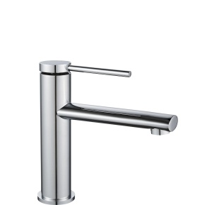 Baterie Lavoar REA OVAL CROM LOW, Montaj Pe Blat, Capat Fix, Monocomanda, Inaltime 18 Cm, Crom - Img 1
