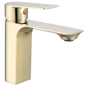 Baterie Lavoar REA URBAN GOLD LOW, Montaj Pe Blat, Capat Fix, Inaltime 15 Cm, Finisaj Auriu - Img 1