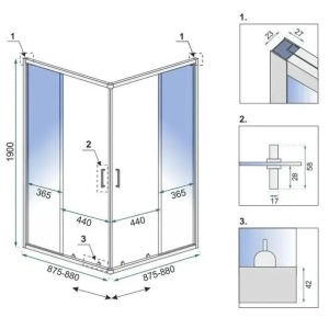 Cabin de du?? Rea City Dimensiune: 90x90 cm, Culoare: Nickel Brush - Img 4