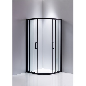 Cabina de dus BS01B Semirotunda, Usi Glisante, Design Modern 90x90cm, Culoare Negru - Img 3