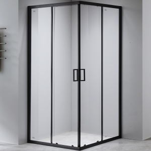 Cabina de dus din sticla securizata cu rame negre si cadita neagra BL30B-ST02B 90x90 cm - Img 3