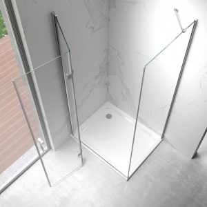 Cabina de dus dreptunghiulara din sticla securizata cu rame cromate KZ20D 100 x 80 cm - Img 5