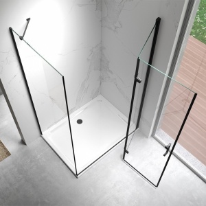 Cabina de dus dreptunghiulara din sticla securizata si rame negre KZ20E 110 x 80 cm - Img 5
