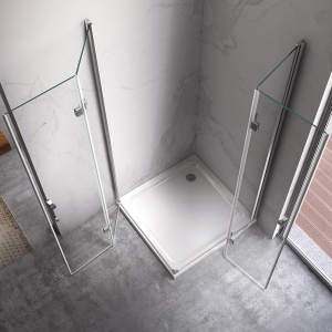 Cabina de dus Dreptunghiulara KZ13A, Dimensiune 100x90cm, Culoare Crom+Cada de dus alba - Img 6