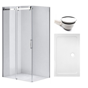Cabina de dus dreptunghiulara rame cromate cu cadita de dus inclusa KZ203C/ST03C 120 x 80 cm