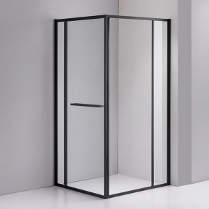 Cabina de dus Kira Dreptunghiulara 120x80cm, Design Modern, Culoare Negru - Img 3