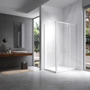 Cabina de dus KZ06B Dreptunghiulara 100x80cm, Design Modern, Culoare Alb - Img 3