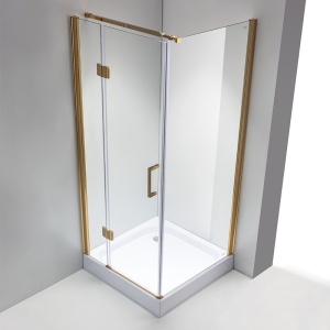Cabina de dus KZ1390A Patrata, Design Modern 80x80cm, Culoare Auriu - Img 3
