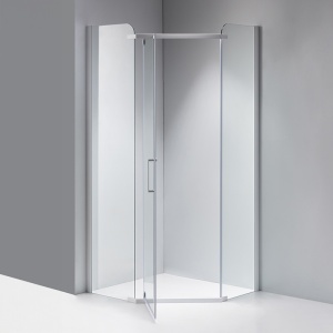 Cabina de dus KZ91A Pentagonala, Design Modern 80x80cm, Culoare Alb - Img 3