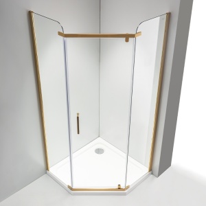 Cabina de dus KZ91B Pentagonala, Design Modern 90x90cm, Culoare Auriu - Img 3