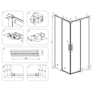 Cabina de dus NOVA Super slim, Dimensiune 90X90cm, Sticla securizata 6mm, Culoare Crom - Img 4