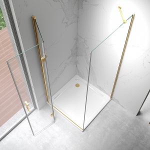 Cabina de dus patrata din sticla securizata 6mm si rame aurii KZ20B 80 x 80 cm - Img 5