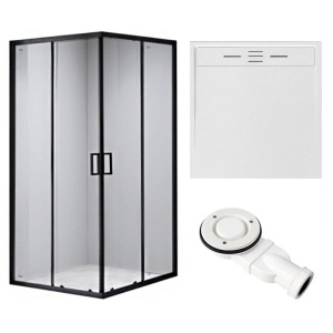 Cabina de dus patrata din sticla securizata si cadita de dus alba BL30B/DECO 90 x 90 cm
