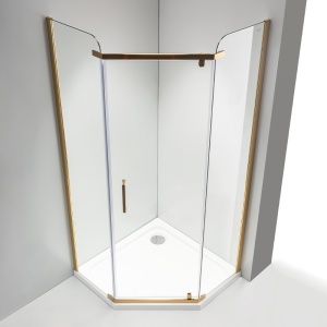 Cabina de dus pentagonala, Dimensiune 80x80 cm, Inaltime 195 cm, Finisaj Gold - Img 3