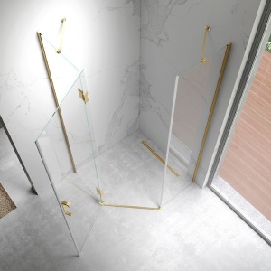 Cabina de dus Pentagonala KZ10C, Dimensiune 100x100cm , Culoare Gold - Img 4