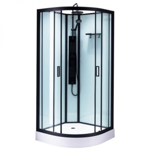 Cabina de dus PUERTO 01C cu Hidromasaj, Dimensiune 100x100cm, Culoare Negru